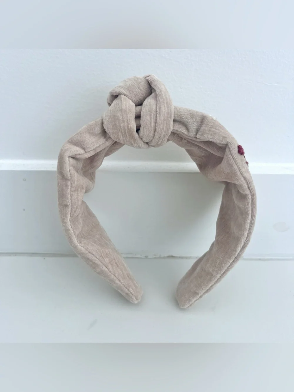 ❌Cream floral embroidered knot headband velvet❌